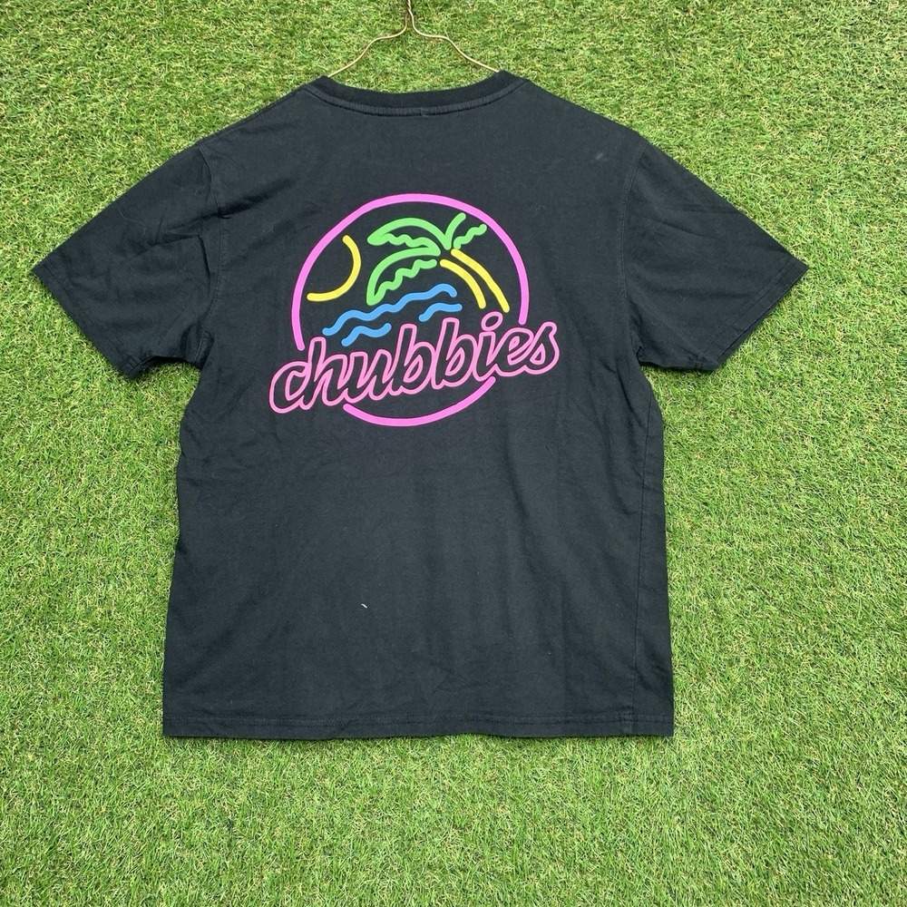 Chubbies "The Apple Of My Eye " T-Shirt Mens Small Black Pineapple Neon Sign Y2K